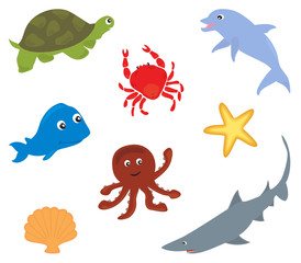 set of sea animals