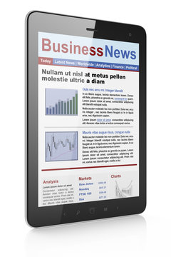 Digital news on tablet computer screen