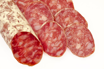 salami isolated on white