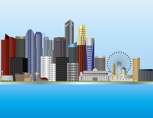 Singapore City Skyline Illustration