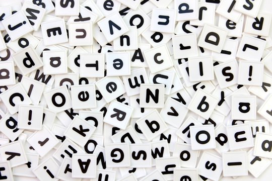White alphabet letter tiles