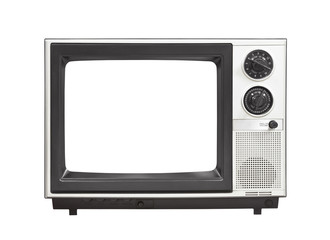 1980's Portable Television Set with Empty Screen Isolated