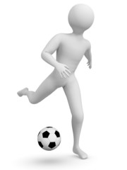 Fototapeta na wymiar Soccer player kicking the ball.