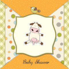 new baby announcement card with cow