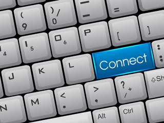 Illustration of keyboard with access to social networking.