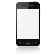 Mobile phone with blank screen isolated on white background