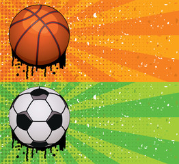 vector grunge basketball and soccer backgrounds