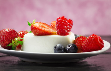 delicious panna cotta with red fruits
