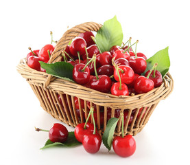 heap of cherry and leaf