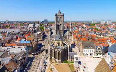 Obraz premium Ghent, Flanders, Belgium, from the Belfry tower