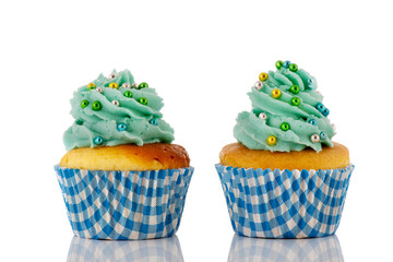 Blue and green cupcakes