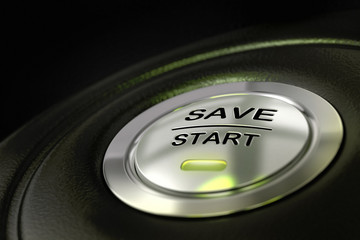 abstract save start button, saving money concept