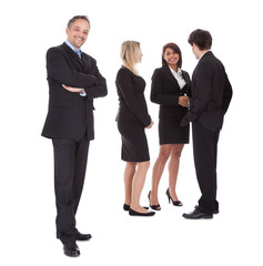 Businessman leading an group