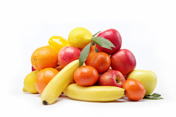Fresh citrus fruits isolated on a white background.