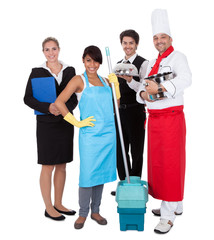 Diverse group of smiling workers