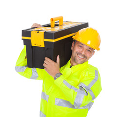 Portrait of worker wearing safety jacket
