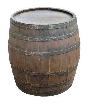old wine barrel over white