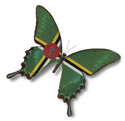 Dominica flag on butterfly