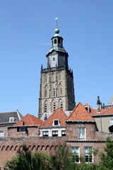 Fototapeta premium Church and city wall in Zutphen (Netherlands)