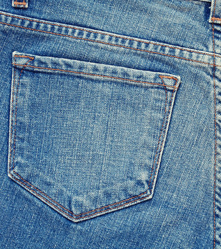 Close-up blue denim with pocket