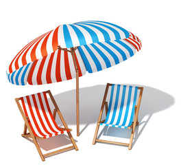 Beach umbrellas and sunbeds