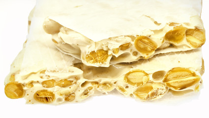 French nougat with almonds, isolated
