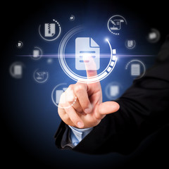 Finger dr&uuml;ckt auf Dokument-Button