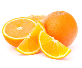 Whole orange fruit and his segments or cantles