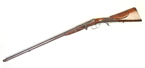 double-barrelled side by side hunting gun. England. XIX century