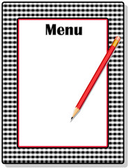 Retro Menu, gingham frame, copy space, restaurant, café, bistro