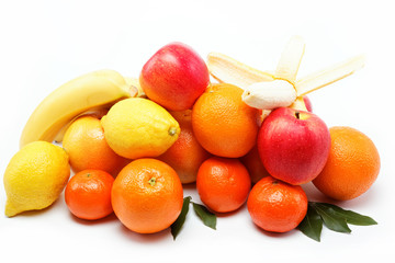Fresh citrus fruits isolated on a white background.