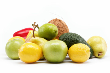 fruits isolated on a white background.