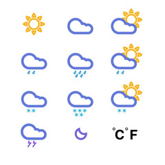 Color Weather conditon icons collection