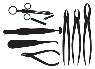 Dental, Silhouettes of surgical instruments