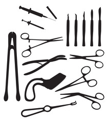 Silhouettes of surgical instruments