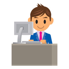 ビジネスマン イラスト パソコン PC