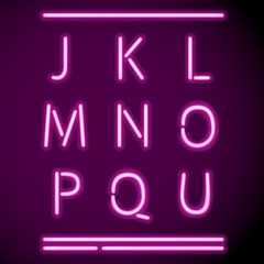 Realistic Neon Alphabet, J-U