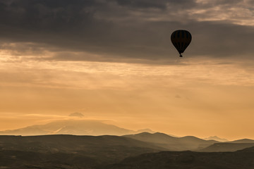Hot air balloon during sunrise