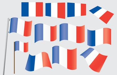 set of French flags vector illustration