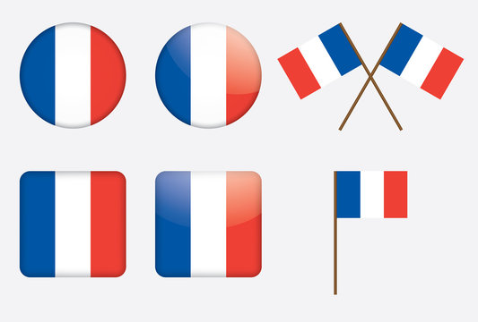 set of badges with flag of France vector illustration