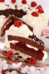 Sahnetorte mit Himbeeren