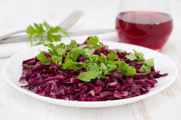 cabbage salad with parsley on the plate