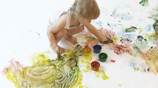 boy painter in the studio