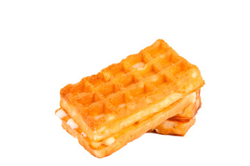 waffles with cream isolated