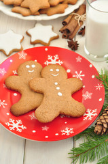 Gingerbread man cookie on a festive table