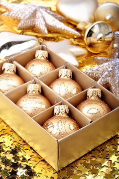 Golden Christmas tree ornaments