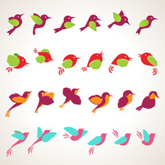 Naklejka premium Set of different vector birds icons