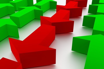 3d rendering of arrows - symbolysing a conflict