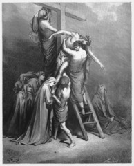 Obraz na płótnie Canvas Józef z Arymatei przynosi Jezusa z krzyża