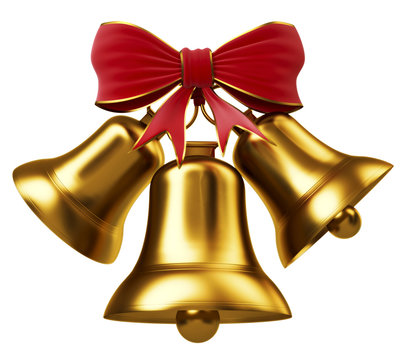 Golden bells with red bow